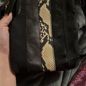 Black and Tan Snake Print Women's coach saddle Bag